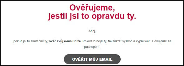 Ověření e-mailu, zda je skutečně váš